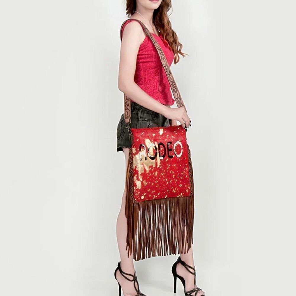 Genuine Western Leather Womens Rodeo Messenger Bag Cady American Darling New - Picture 5 of 5